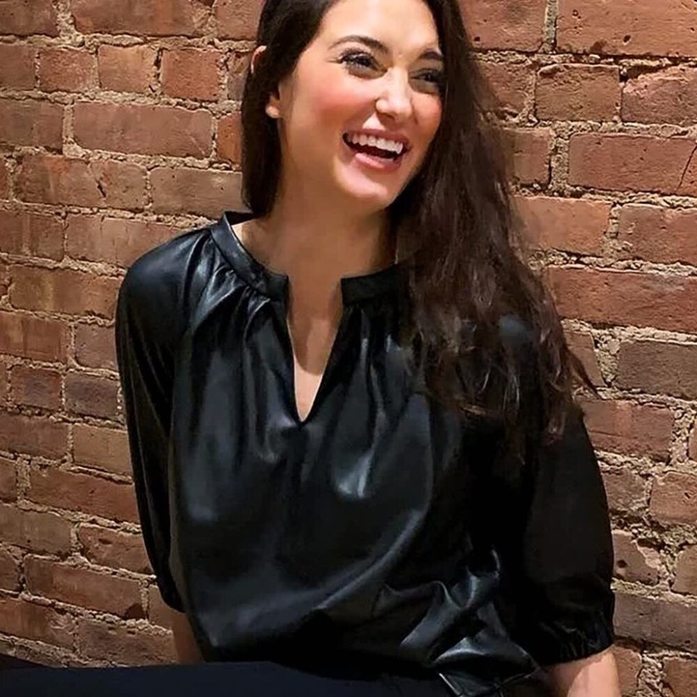 LA Made BOHEMIAN Faux leather Blouse